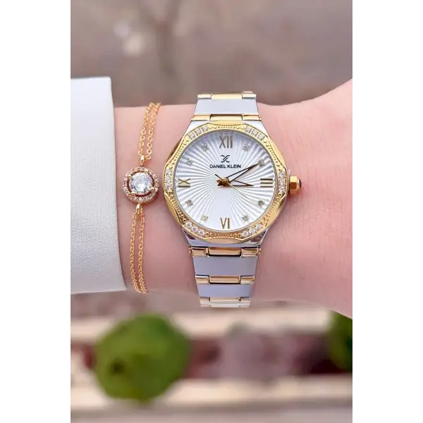 Daniel Klein DKISTE1565 Gold Gümüş Renk Kadın Kol Saati ve Bileklik