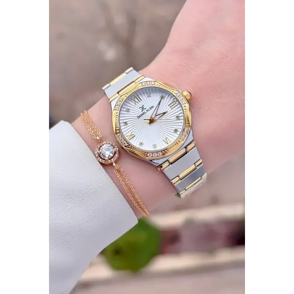 Daniel Klein DKISTE1565 Gold Gümüş Renk Kadın Kol Saati ve Bileklik