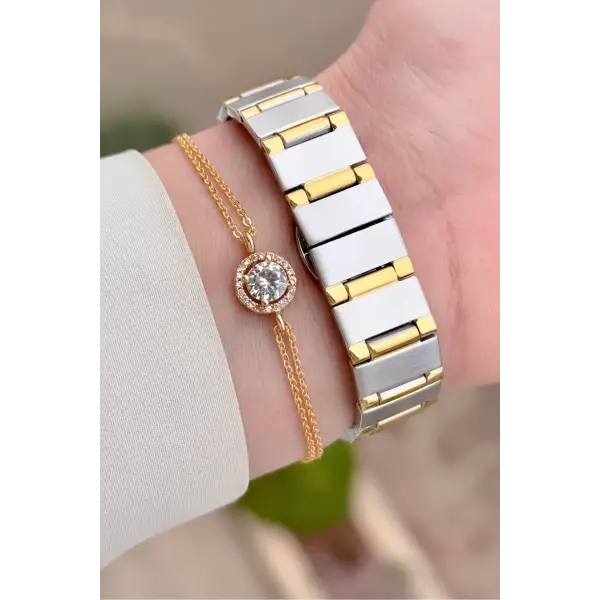 Daniel Klein DKISTE1565 Gold Gümüş Renk Kadın Kol Saati ve Bileklik