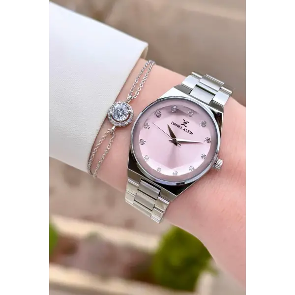 Daniel Klein DKISTE1560 Kadranı Pembe Kordonu Gümüş Renk Kadın Kol Saati ve Bileklik