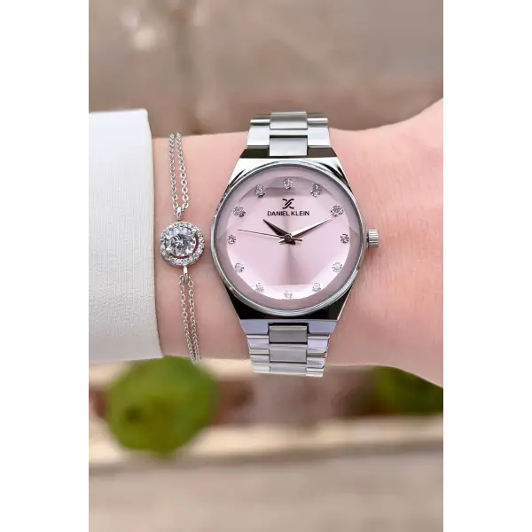 Daniel Klein DKISTE1560 Kadranı Pembe Kordonu Gümüş Renk Kadın Kol Saati ve Bileklik