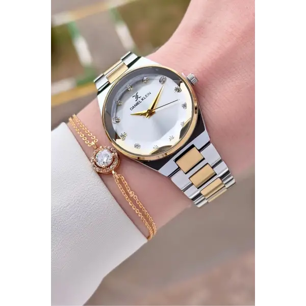 Daniel Klein DKISTE1562 Gold Gümüş Renk Kadın Kol Saati ve Bileklik