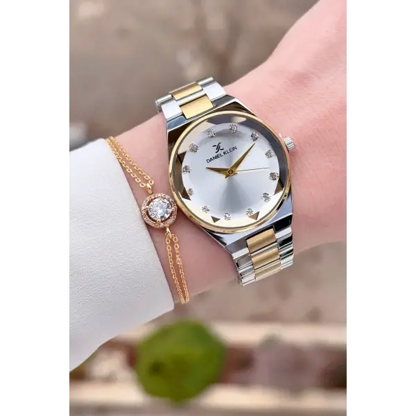 Daniel Klein DKISTE1562 Gold Gümüş Renk Kadın Kol Saati ve Bileklik