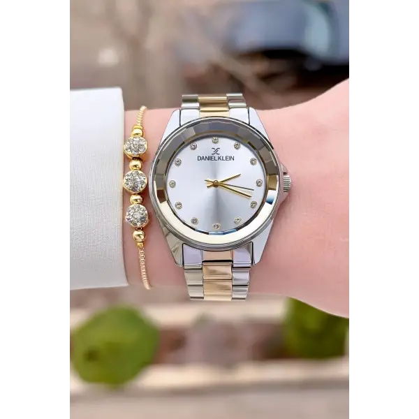 Daniel Klein DKISTE1567 Gold Gümüş Renk Kadın Kol Saati ve Bileklik