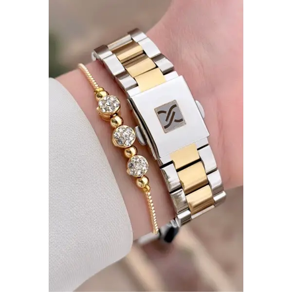 Daniel Klein DKISTE1567 Gold Gümüş Renk Kadın Kol Saati ve Bileklik