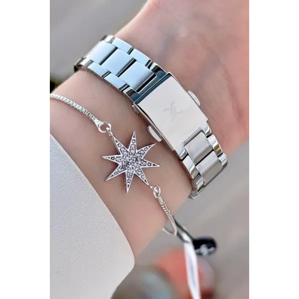 Daniel Klein DKISTE1574 Kadranı Mavi Kordonu Gümüş Renk 33 mm Kadın Kol Saati ve Bileklik