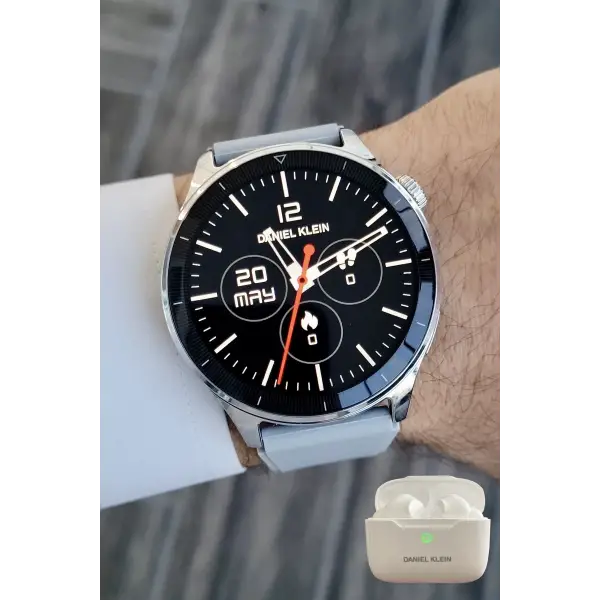 Gri Renk Android/ios Uyumlu Akıllı Saat ve Bluetooth Kulaklık