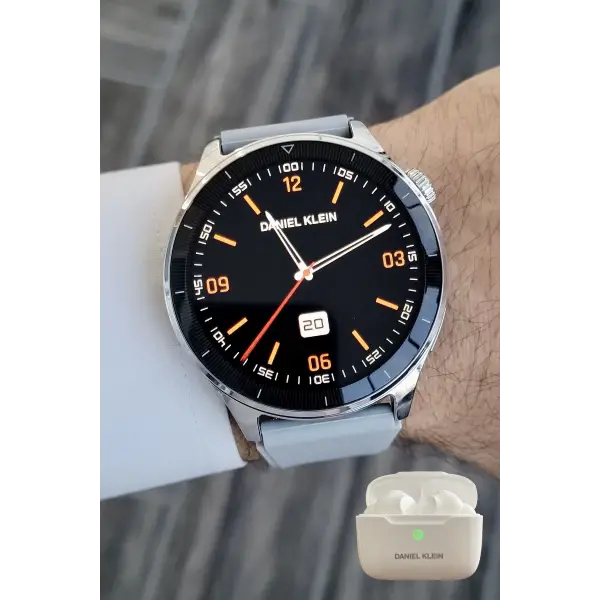 Gri Renk Android/ios Uyumlu Akıllı Saat ve Bluetooth Kulaklık