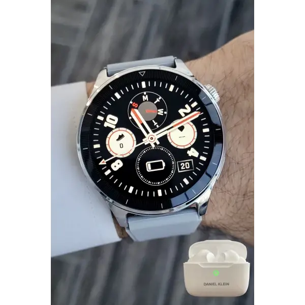 Gri Renk Android/ios Uyumlu Akıllı Saat ve Bluetooth Kulaklık