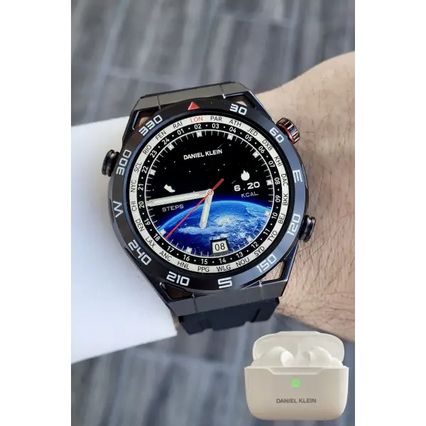 Pusulalı Barometreli Çift Kordonlu Android/ios Uyumlu Akıllı Saat ve Bluetooth Kulaklık