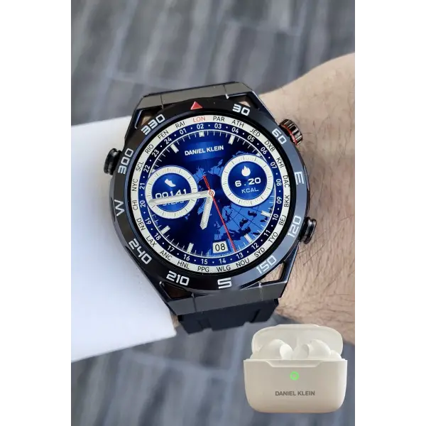 Pusulalı Barometreli Çift Kordonlu Android/ios Uyumlu Akıllı Saat ve Bluetooth Kulaklık