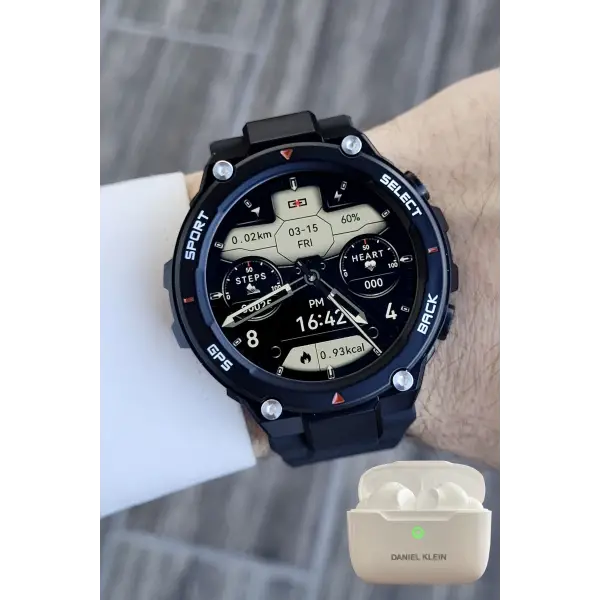 Pusulalı Barometreli Android/ios Uyumlu Akıllı Saat ve Bluetooth Kulaklık