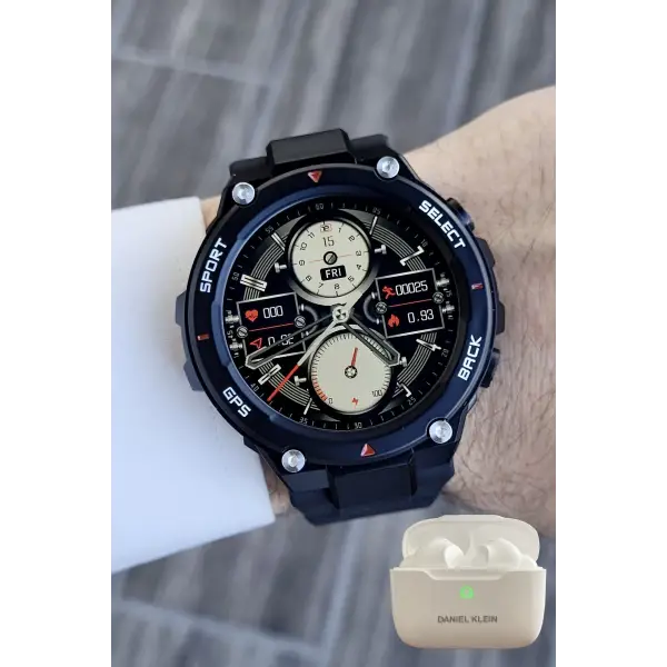 Pusulalı Barometreli Android/ios Uyumlu Akıllı Saat ve Bluetooth Kulaklık