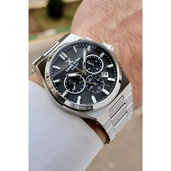 Kadranı Siyah Kordonu Gümüş Renk 42 mm Erkek Kol Saati