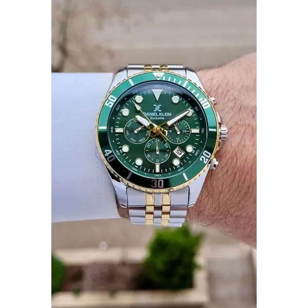 Kadranı Yeşil Kordonu Gold Gümüş Renk 45 mm Erkek Kol Saati