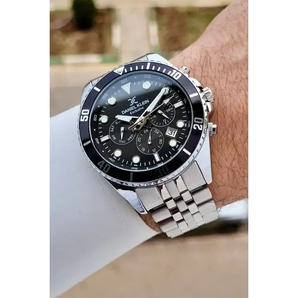 Kadranı Siyah Kordonu Gümüş Renk 45 mm Erkek Kol Saati