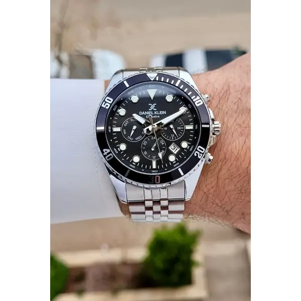 Kadranı Siyah Kordonu Gümüş Renk 45 mm Erkek Kol Saati