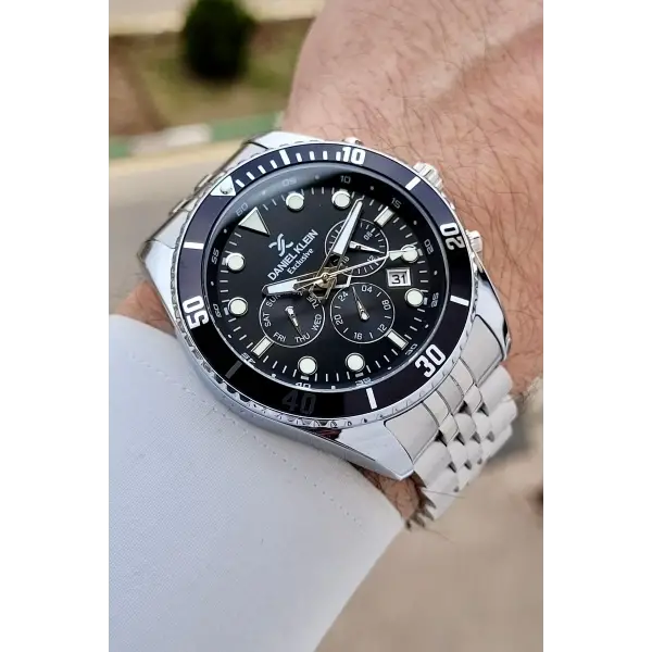 Kadranı Siyah Kordonu Gümüş Renk 45 mm Erkek Kol Saati