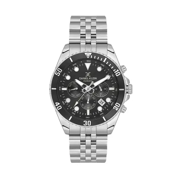 Kadranı Siyah Kordonu Gümüş Renk 45 mm Erkek Kol Saati