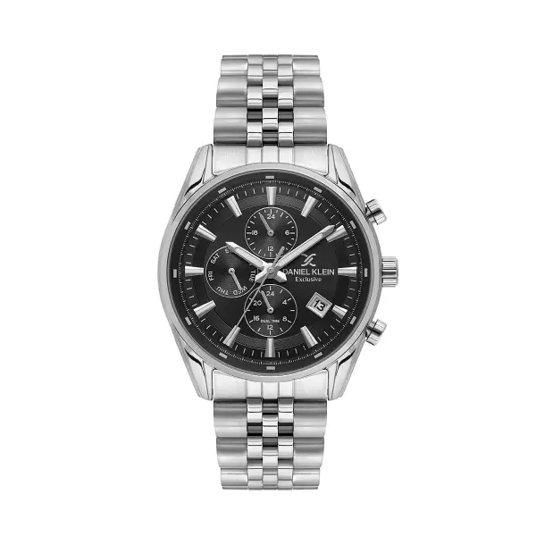 Kadranı Siyah Kordonu Gümüş Renk 43 mm Erkek Kol Saati