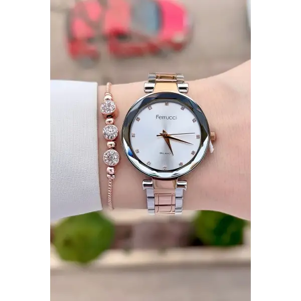 Rose Gümüş Renk 33 mm Kadın Kol Saati ve Bileklik
