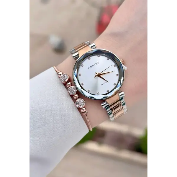 Rose Gümüş Renk 33 mm Kadın Kol Saati ve Bileklik