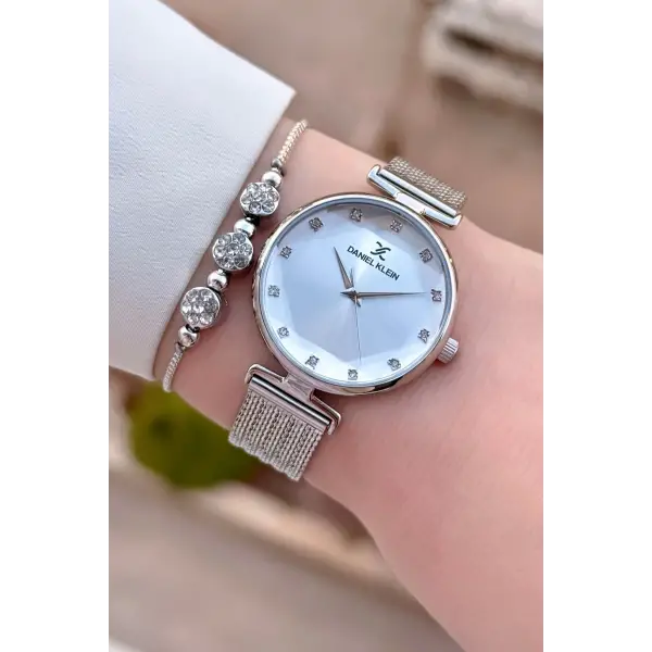 Gümüş Renk Hediye Paketli Kesme Cam Özel Seri Kadın Kol Saati - Bileklik