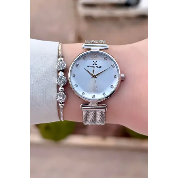 Gümüş Renk Hediye Paketli Kesme Cam Özel Seri Kadın Kol Saati - Bileklik