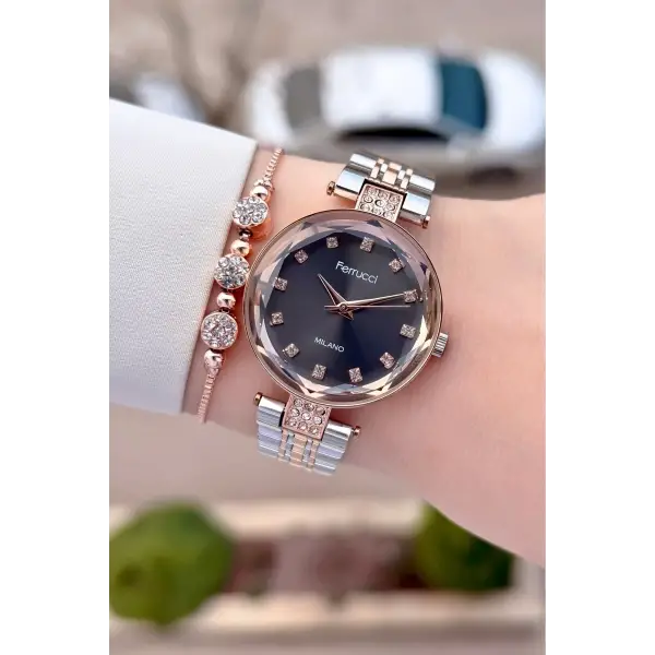 Rose Gümüş Renk 32 Mm Kadın Kol Saati Ve Bileklik