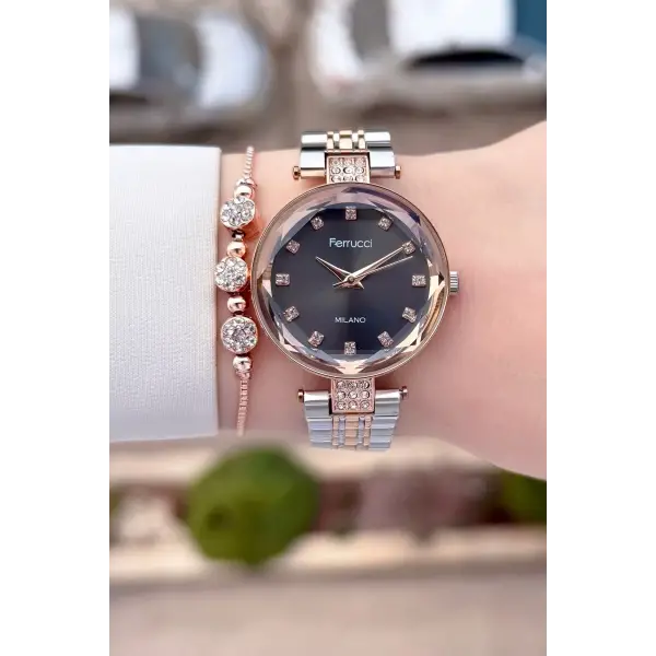 Rose Gümüş Renk 32 Mm Kadın Kol Saati Ve Bileklik