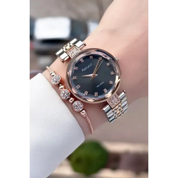 Rose Gümüş Renk 32 Mm Kadın Kol Saati Ve Bileklik