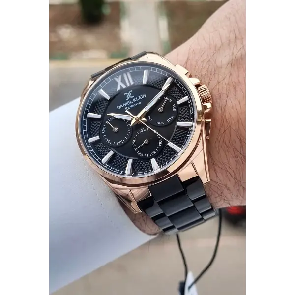 Kasası Rose Kordonu Siyah 44 Mm Fonksiyonlu Erkek Kol Saati