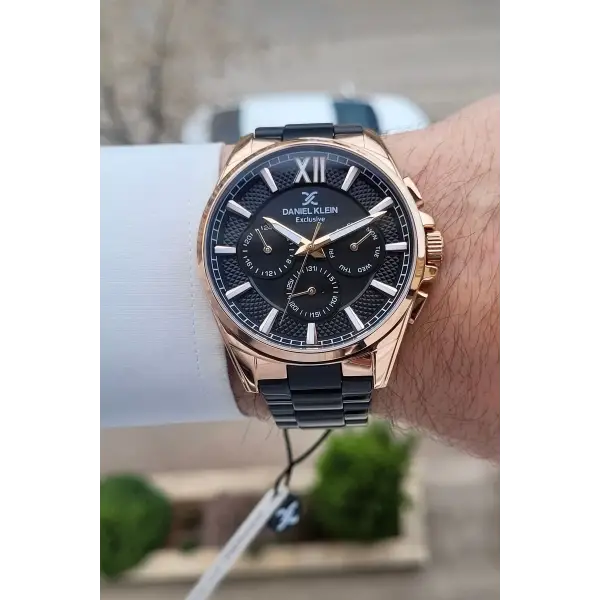 Kasası Rose Kordonu Siyah 44 Mm Fonksiyonlu Erkek Kol Saati