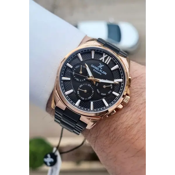 Kasası Rose Kordonu Siyah 44 Mm Fonksiyonlu Erkek Kol Saati