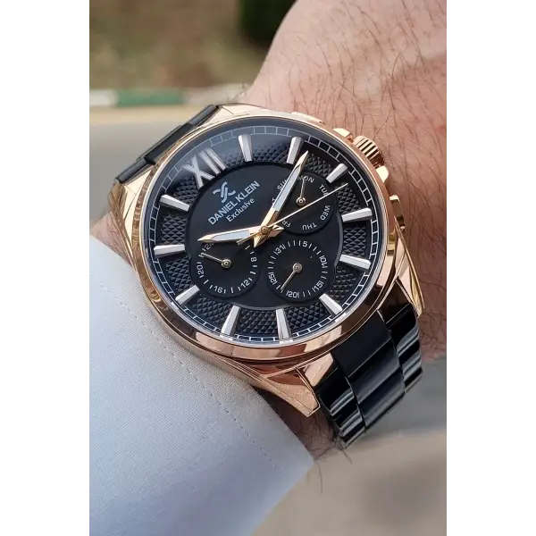 Kasası Rose Kordonu Siyah 44 Mm Fonksiyonlu Erkek Kol Saati