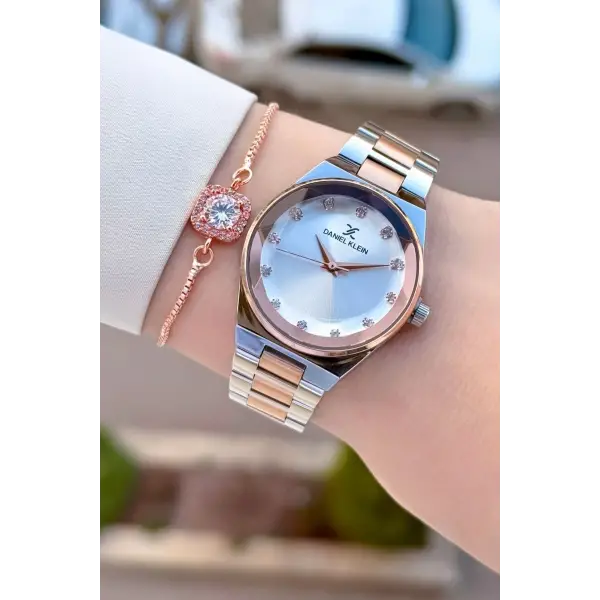 Rose Gümüş Renk Kadın Kol Saati Ve Bielklik