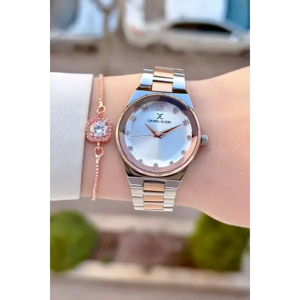 Rose Gümüş Renk Kadın Kol Saati Ve Bielklik