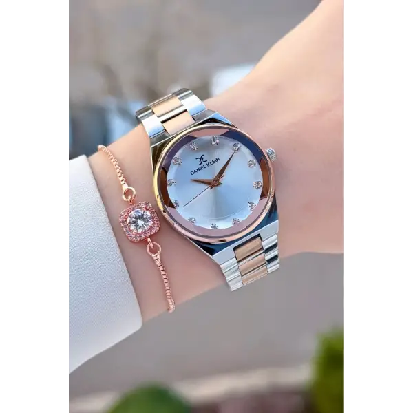 Rose Gümüş Renk Kadın Kol Saati Ve Bielklik