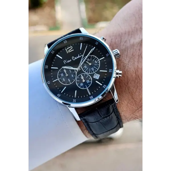 Kasası Gümüş Kordonu Siyah Renk 44 Mm Erkek Kol Saati