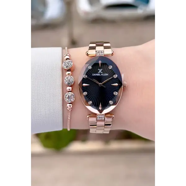 Rose Renk Kadın Kol Saati Ve Bileklik