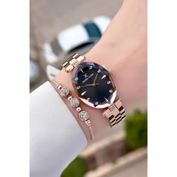 Rose Renk Kadın Kol Saati Ve Bileklik