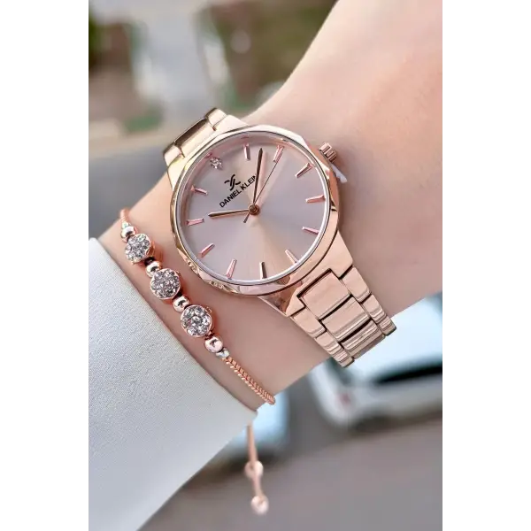 Rose Renk Kadın Kol Saati Bileklik