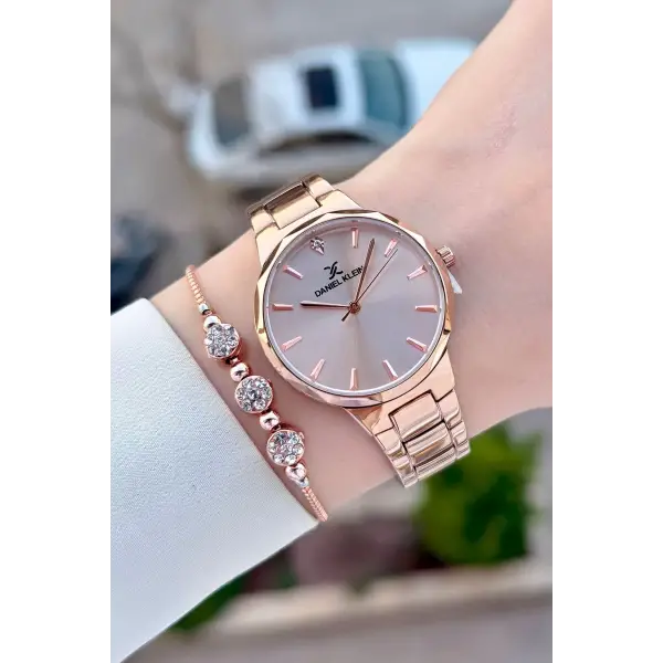 Rose Renk Kadın Kol Saati Bileklik