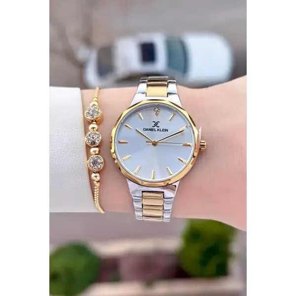 Gold Gümüş Renk Kadın Kol Saati+bileklik