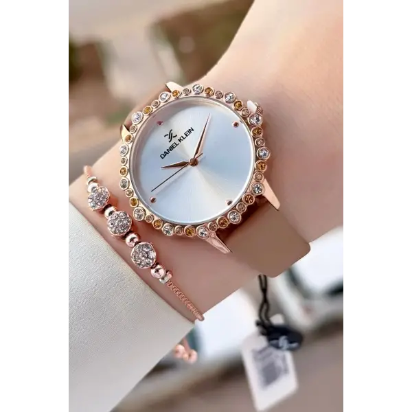 Kasası Rose Kordonu Vizon Renk Kadın Kol Saati Ve Bileklik