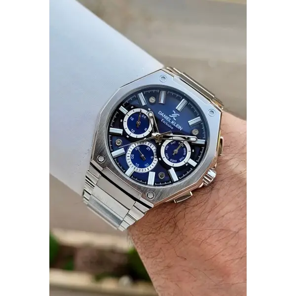 Kadranı Lacivert Kordonu Gümüş Renk Hediye Paketli Iç Göstergeleri Aktif Erkek Kol Saati