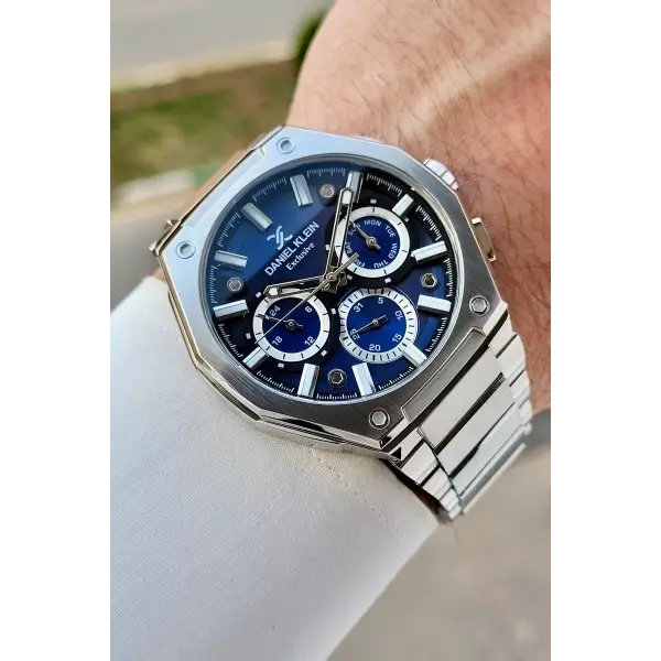 Kadranı Lacivert Kordonu Gümüş Renk Hediye Paketli Iç Göstergeleri Aktif Erkek Kol Saati