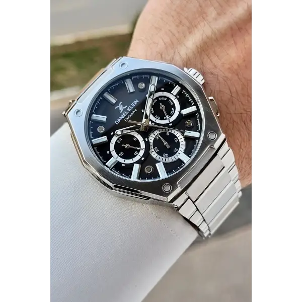 Kadranı Siyah Kordonu Gümüş Renk Hediye Paketli Iç Göstergeleri Aktif Erkek Kol Saati