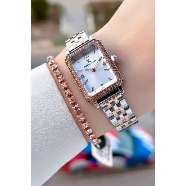 Rose Gümüş Renk Kadın Kol Saati Ve Bileklik