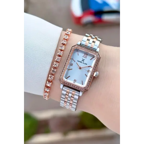 Rose Gümüş Renk Kadın Kol Saati Ve Bileklik